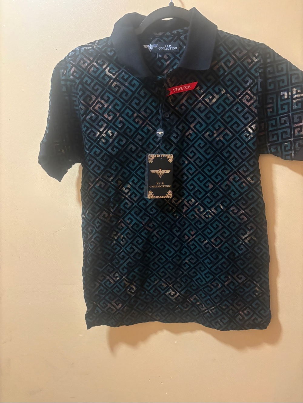 Men's Short-Sleeve Polo Shirt in Teal and Black